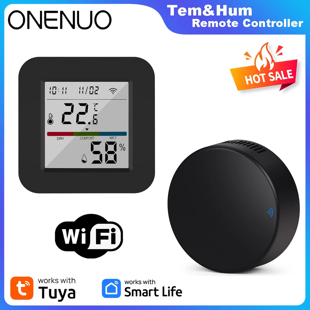Tuya inteligente universal ir remoto com sensor de umidade temperatura para ar condicionado tv ac com/sem tela