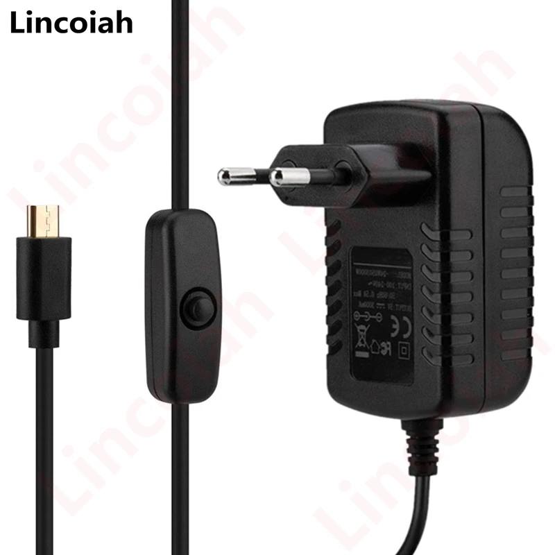 Ac 100-240v dc 5v 3a botão interruptor de fonte de alimentação adaptador de alimentação carregador porta micro usb 5 v volt para raspberry pi 3 modelo b + plus