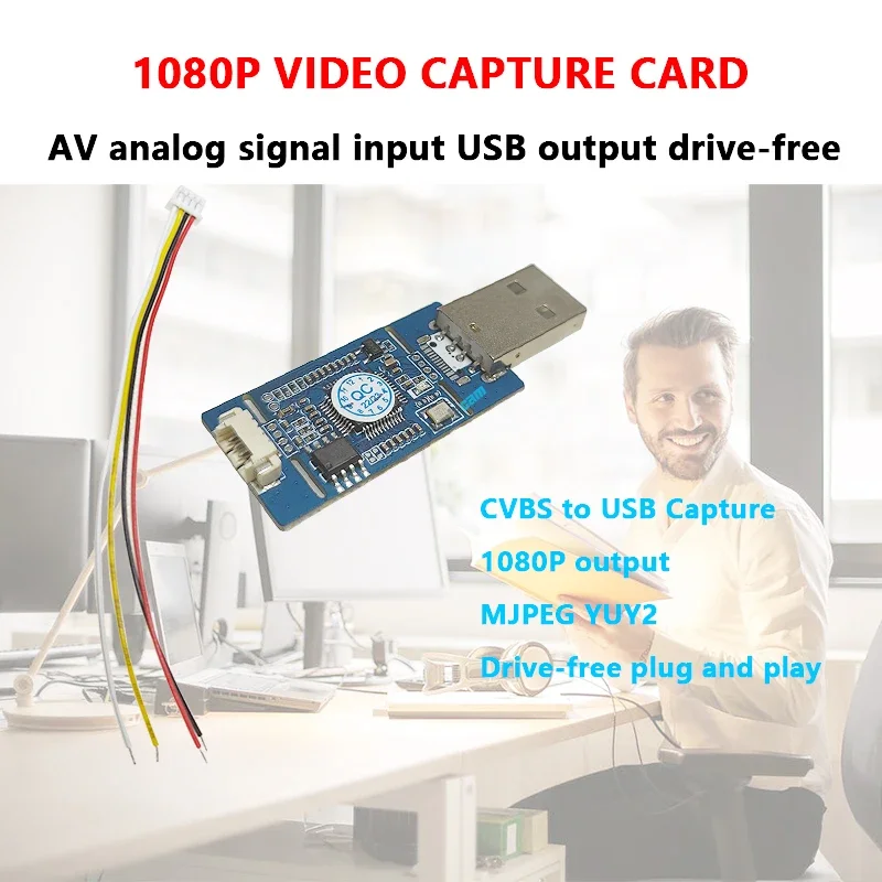 Placa de captura de vídeo para USB Digital, CVBS para USB, AV, analógico, S-VIDEO Signal, Tipo-C, Driver-Free Motherboard, 1080P