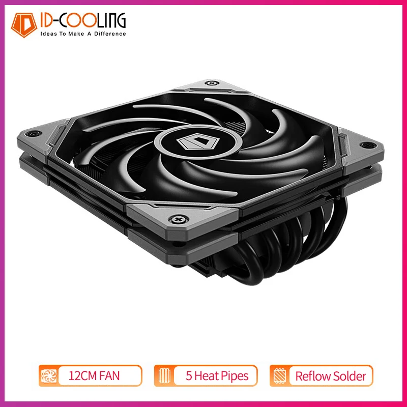 ID-COOLING-CPU Cooler para Processador, Radiador CPU para AM4, AM5, LAG1700, 1200, Fãs PWM, 120mm, Perfil Baixo, Refrigerador de Ar, V3, 5 Tubos de Calor ID-COOLING-CPU Cooler para Processador, Radiador CPU para AM4, AM5, LAG1700, 1200, Fãs PWM, 120mm, Perfil Baixo, Refrigerador de Ar, V3, 5 Tubos de Calor