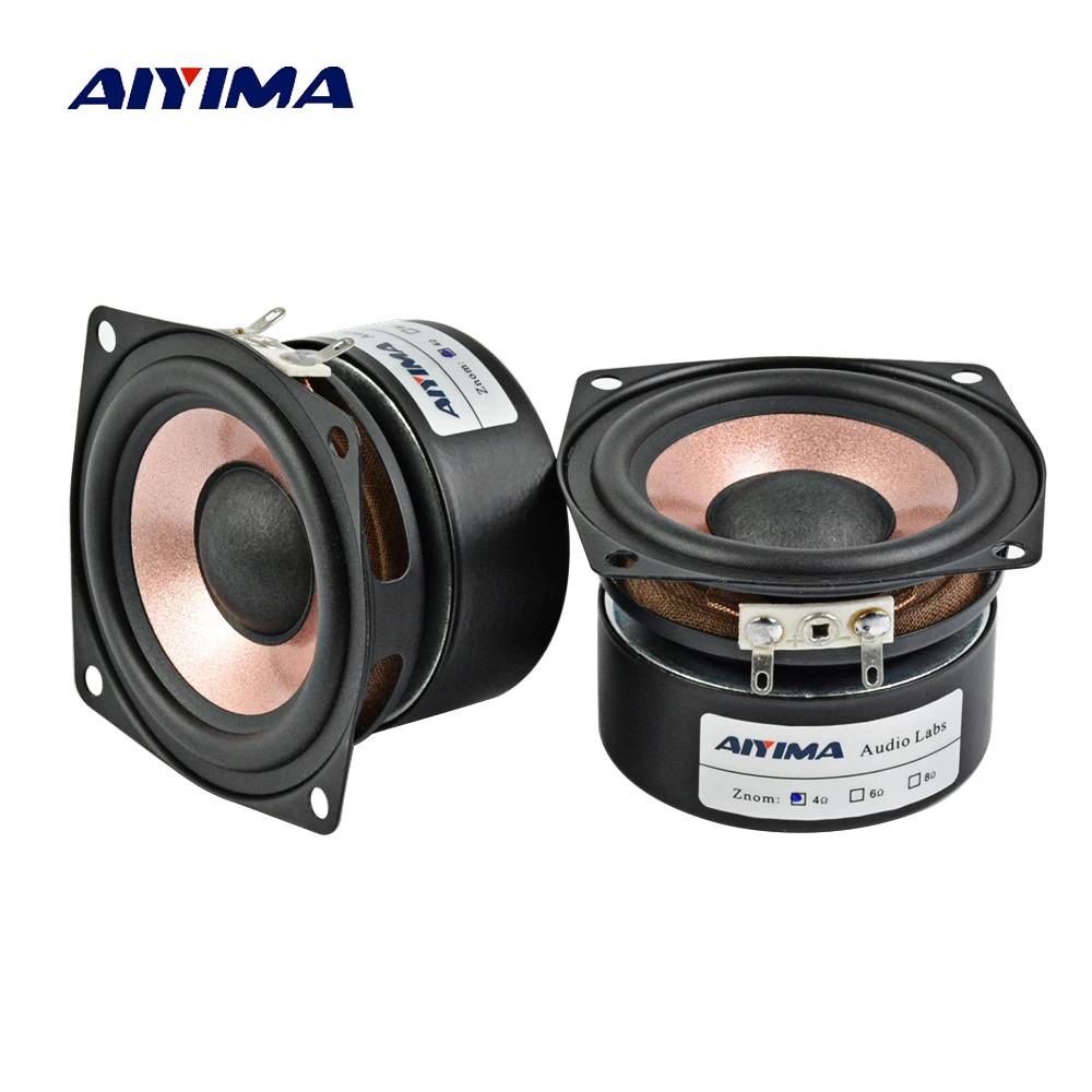 Aiyima 2 pçs 2.5 Polegada áudio alto-falante de gama completa 4 8 ohm alta fidelidade home theater 8-15w música desktop alto-falante