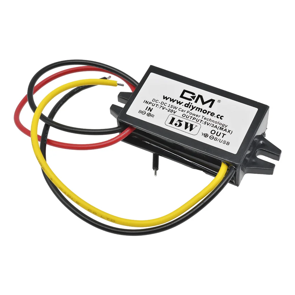 DC-DC 12V a 5V 3A 15W Conversor de energia para carro Micro Mini USB Step Down Tensão Adaptador de saída de fonte de alimentação com proteção reversa