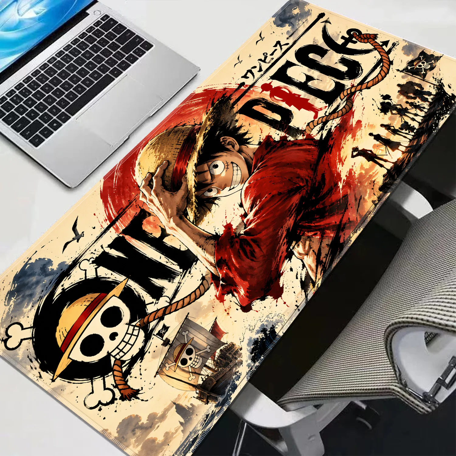 Mouse Pad Gamer XXL O-One P-Piece Luffy, Mousepad HD para Computador, Pad de Teclado Cool, Antiderrapante, Grande, de Borracha para Escritório