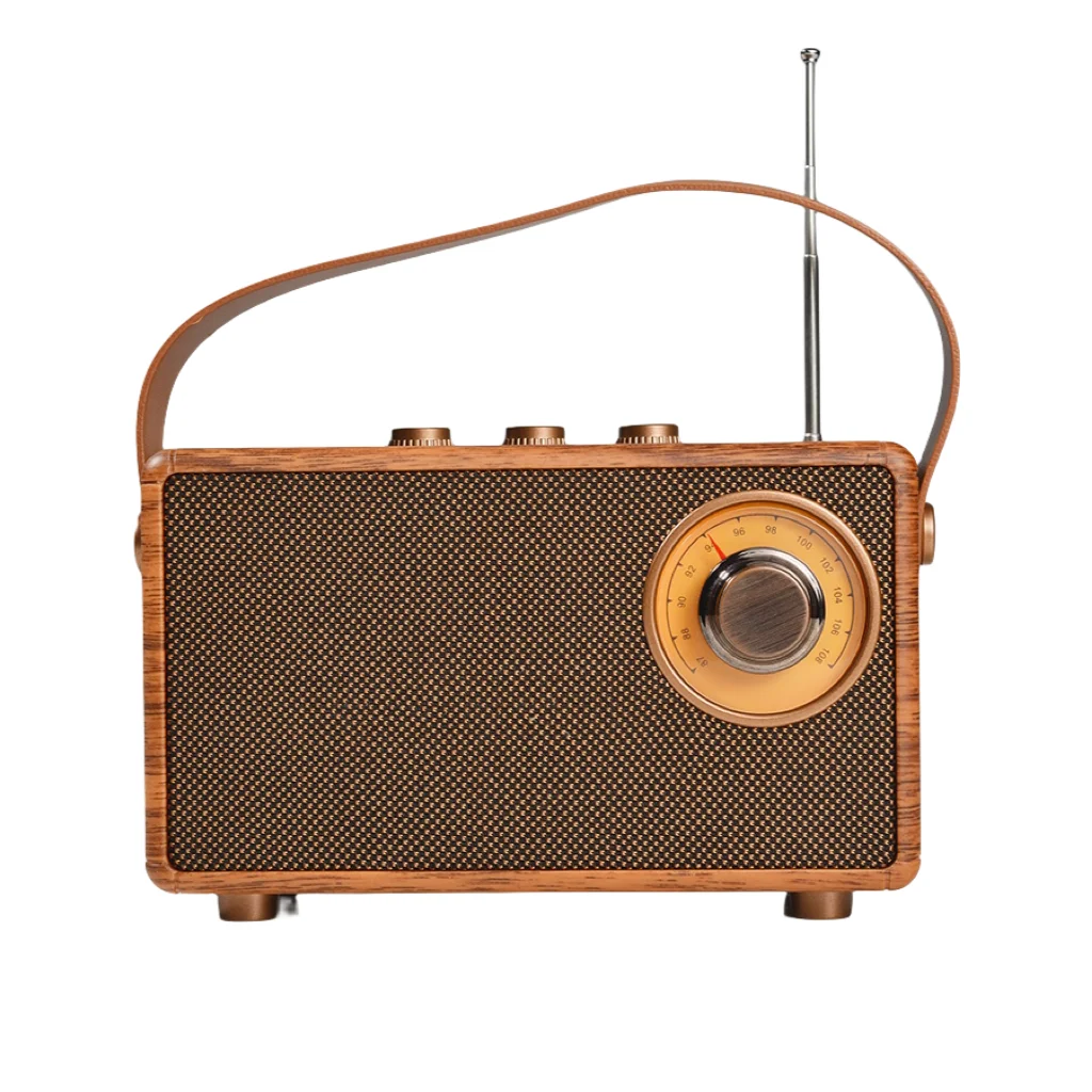 Retro portátil sem fio bluetooth alto-falante de alta qualidade poderosa caixa de som estéreo vintage fm recarregável mp3 player
