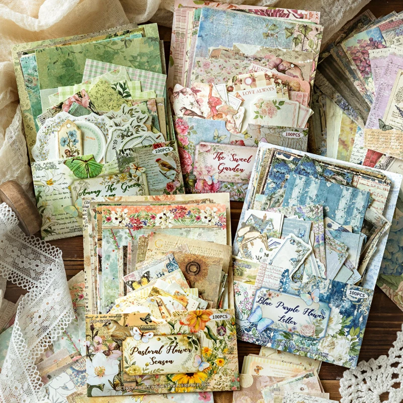 Mr papel 400 peças coleção de escritório de correio de jardim pacote de material de papel leve manual diy colagem diário caderno scrapbook envelope