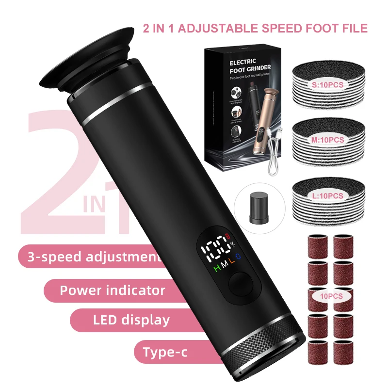 Removedor Elétrico de Calos para Pés Aprimorado, Kit de Manicure e Pedicure 2 em 1, Lixa para Calos dos Pés, Unhas Grossas, Preto Removedor Elétrico de Calos para Pés Aprimorado, Kit de Manicure e Pedicure 2 em 1, Lixa para Calos dos Pés, Unhas Grossas, Preto