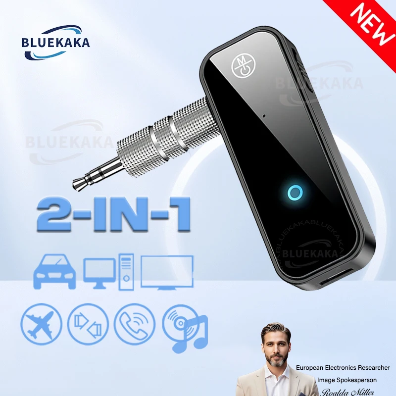 Novo Transmissor e Receptor de Áudio Bluetooth 5.3 2 em 1, Adaptador Sem Fio 3.5 AUX Estéreo Mini A2DP para Carro, TV, PC e Fones de Ouvido Novo Transmissor e Receptor de Áudio Bluetooth 5.3 2 em 1, Adaptador Sem Fio 3.5 AUX Estéreo Mini A2DP para Carro, TV, PC e Fones de Ouvido