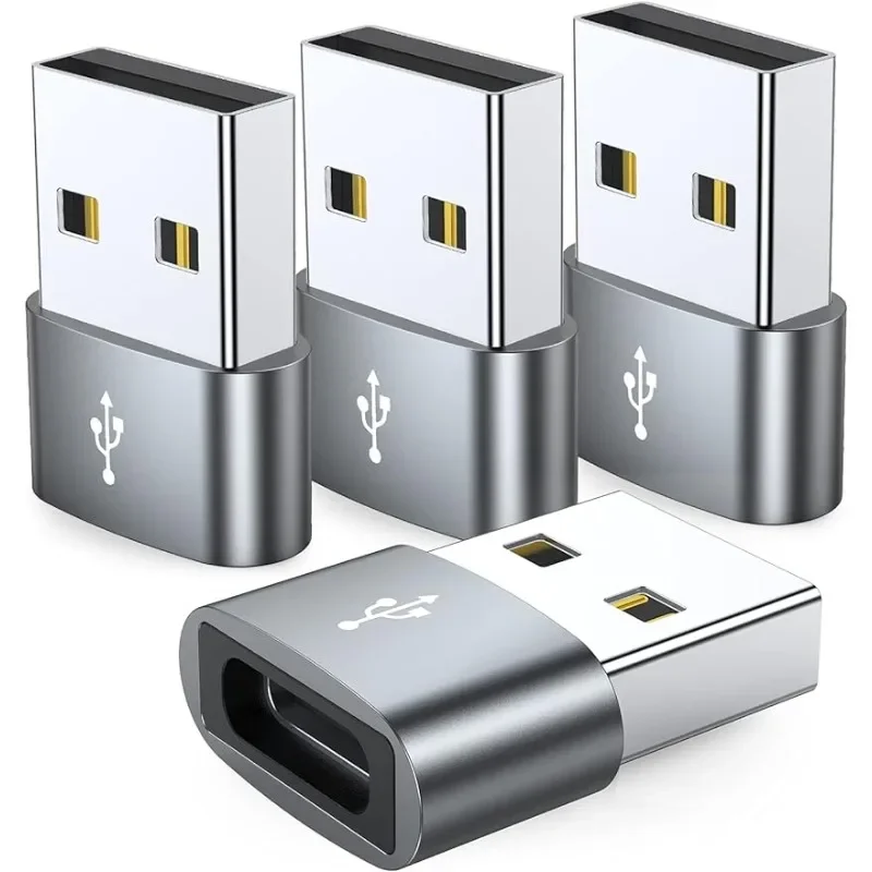 USB C fêmea para adaptador USB macho, tipo C para USB A carregador, conversor de cabos, compatível com iPhone, iPad, Samsung Galaxy Pixel, Pacote de 4