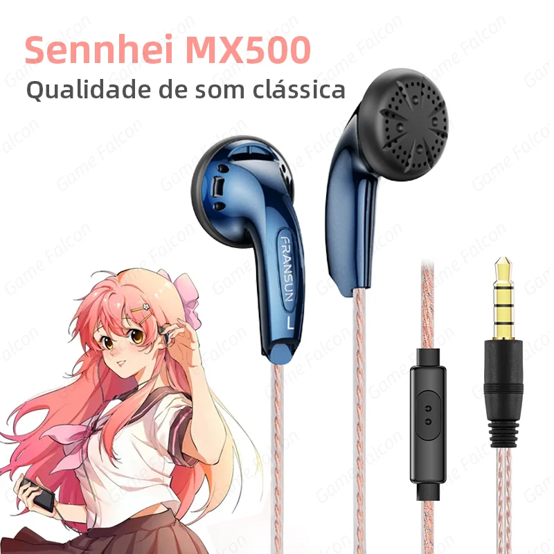 Clássico tampões de ouvido sennhei mx500 poderoso baixo com fio fones de ouvido estéreo alta fidelidade USB-C 3.5mm transparente com microfone Clássico tampões de ouvido sennhei mx500 poderoso baixo com fio fones de ouvido estéreo alta fidelidade USB-C 3.5mm transparente com microfone