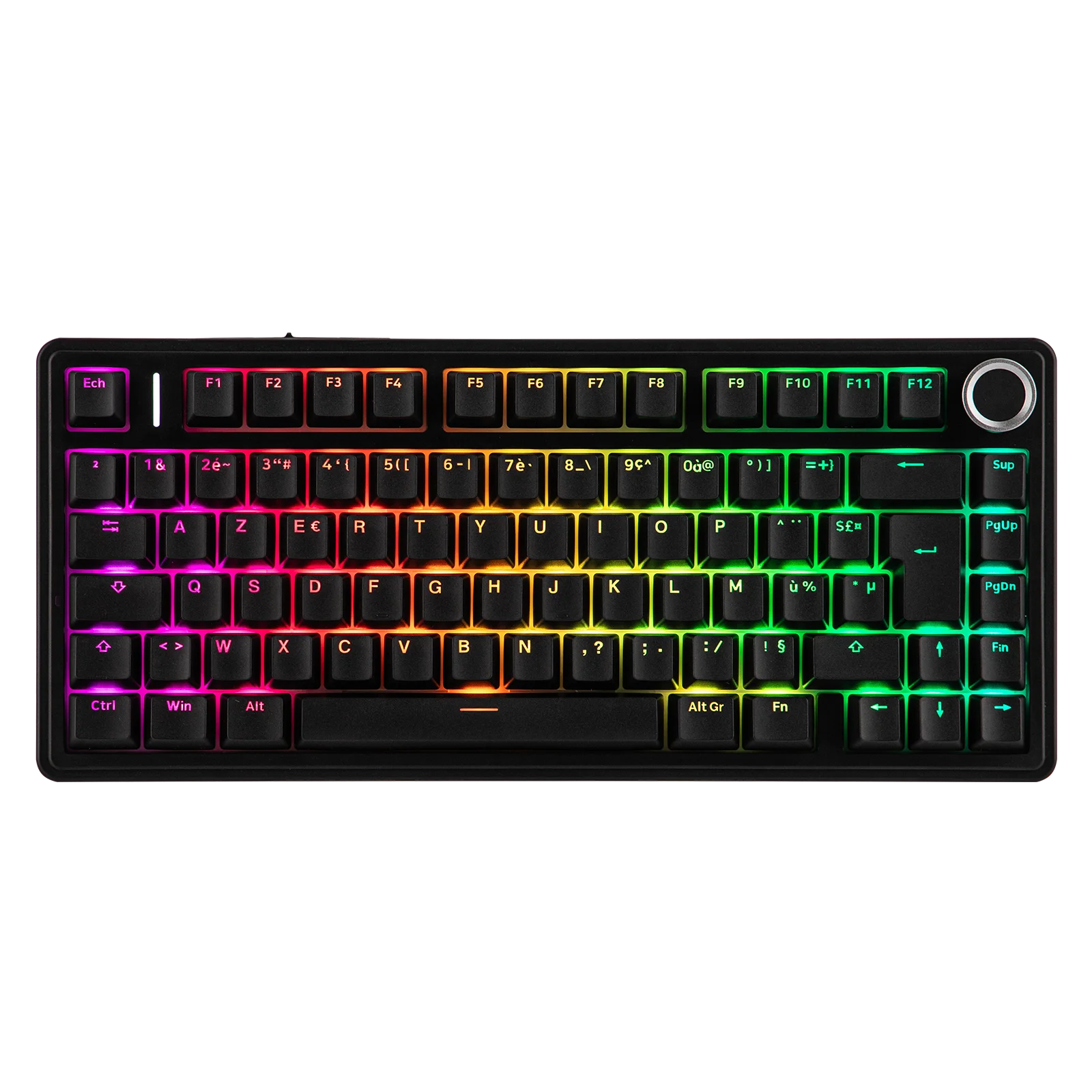 Teclado Mecânico Gamer AULA F75 75% AZERTY com Layout Francês ISO-FR, Conexão com Fio/Bluetooth/Sem Fio 2.4G, Retroiluminação RGB, Bateria de 4000mAh para Win/Mac