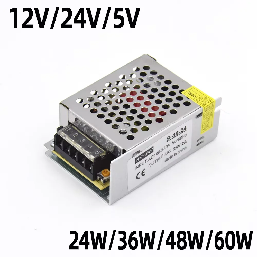 Transformadores de iluminação 110V 220V para DC 5V 12V 24V 24W 36W 48W 60W para CCTV LED Strip Adaptador de fonte de alimentação