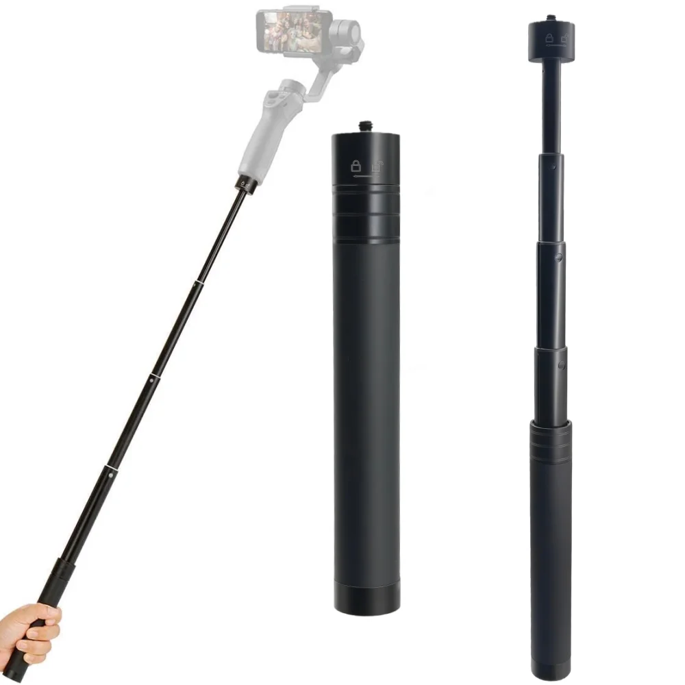 Pólo Extensor de Liga de Alumínio para Bastão de Selfie Monopod para Estabilizador Zhiyun Feiyu, Comprimento Máximo de 73cm, Parafuso de Metal de 1/4 de Polegada