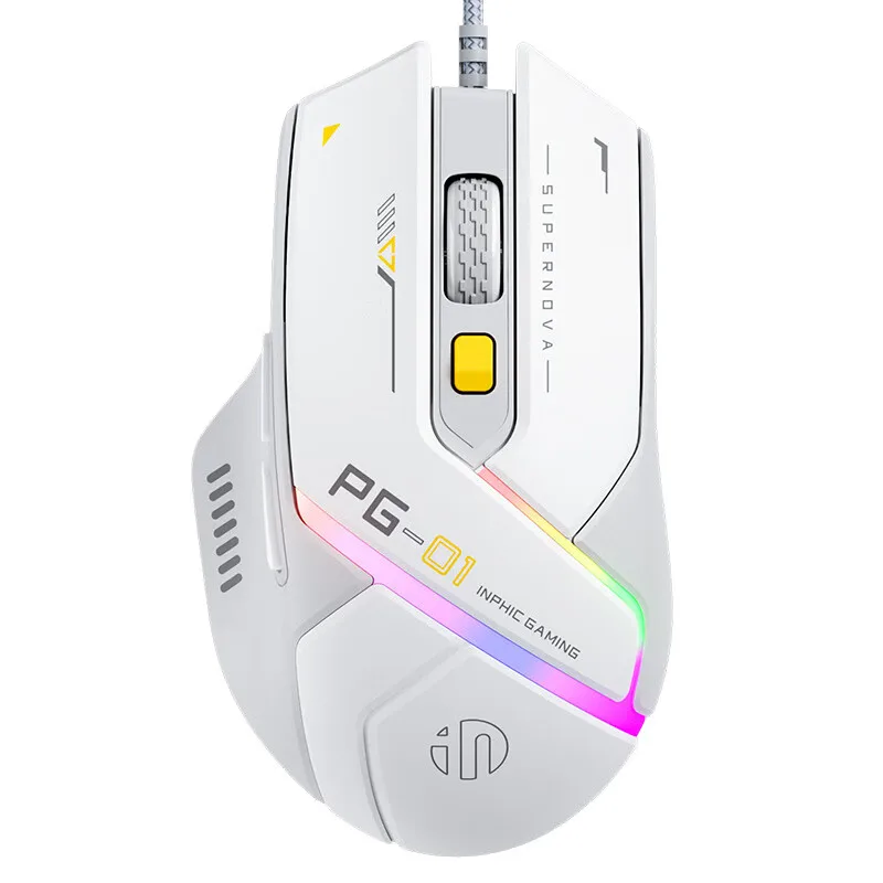 Mouse Gamer com Fio Inphic PG1 PG9 RGB Ergonômico Taxa de Polling de 1000Hz Conexão Estável para Computadores Desktop e Laptop