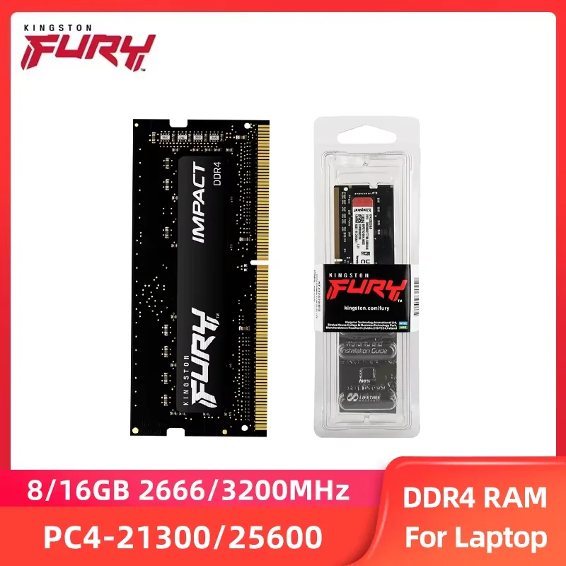 Memória para laptop HyperX Fury DDR4 8GB 16GB 2666MHz 3200MHz SODIMM PC4-21300 PC4-25600 Ram de desempenho de alta velocidade para notebook
