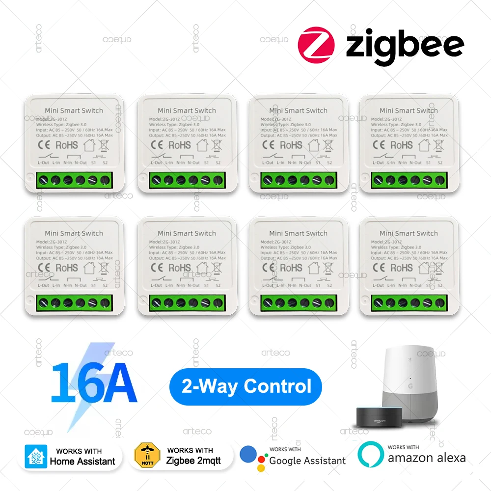 Zigbee 3.0 inteligente mini interruptor diy módulo de automação 16a relé suporte 2 vias controle app controle remoto zigbee gateway necessário