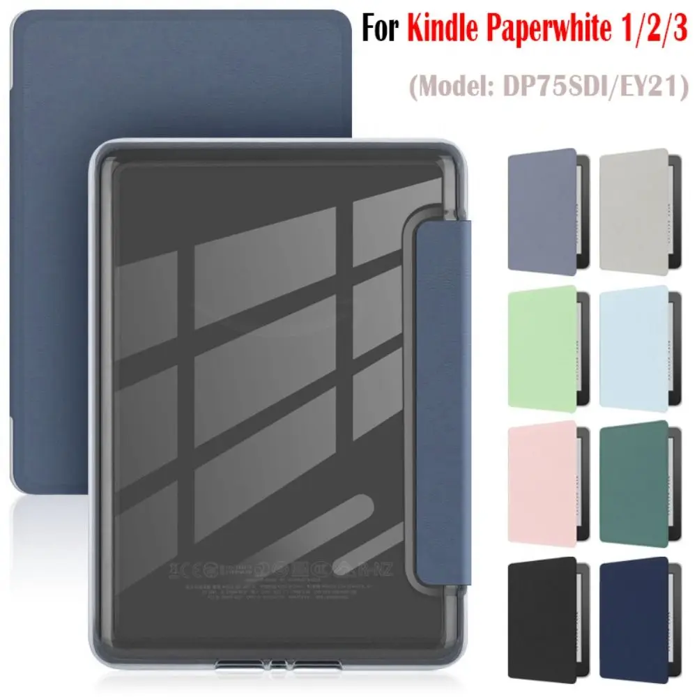 E-reader caso para kindle paperwhite 1/2/3 6 Polegada capa traseira inteligente dp75sdi acrílico escudo protetor auto wake/sleep folio funda