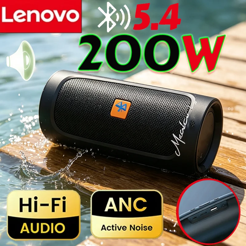 Caixas de Som Portáteis Lenovo TF USB FM Bluetooth 5.4 com Reprodução Estéreo e Subwoofer Sem Fio
