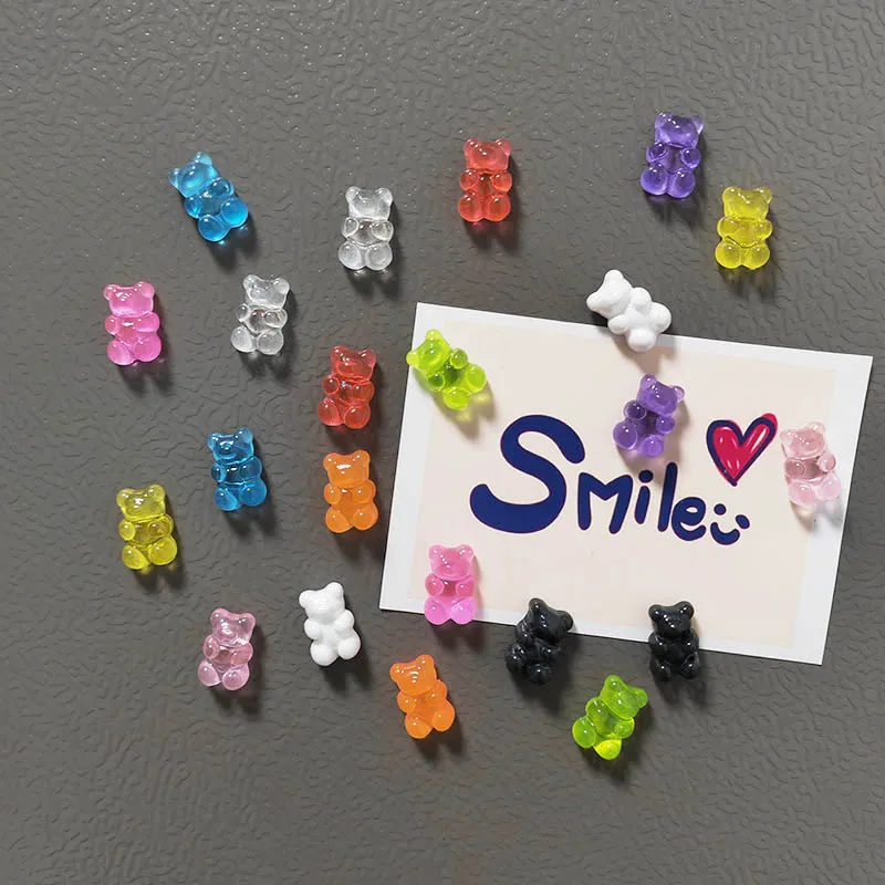 10 Peças de Ímãs de Geladeira em Forma de Urso em Cores Variadas, Adesivos para Quadro de Mensagens e Fotos, Decorações para Casa e Escritório
