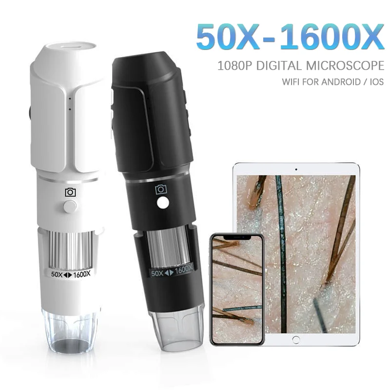 Dodosee 1600X Wifi Microscópio Digital 1080P HD Vídeo Microscópio Portátil Câmera de Inspeção de Pele para iPhone Android Lupa
