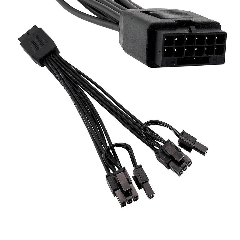 Cabo de Alimentação GPU PCIE5.0 12VHPWR Fêmea para Adaptador Duplo 8 PIN 6+2P, Cabo Conversor de Placa de Vídeo 12PIN para 2x8PIN, Cabo de Alimentação para PC 16AWG