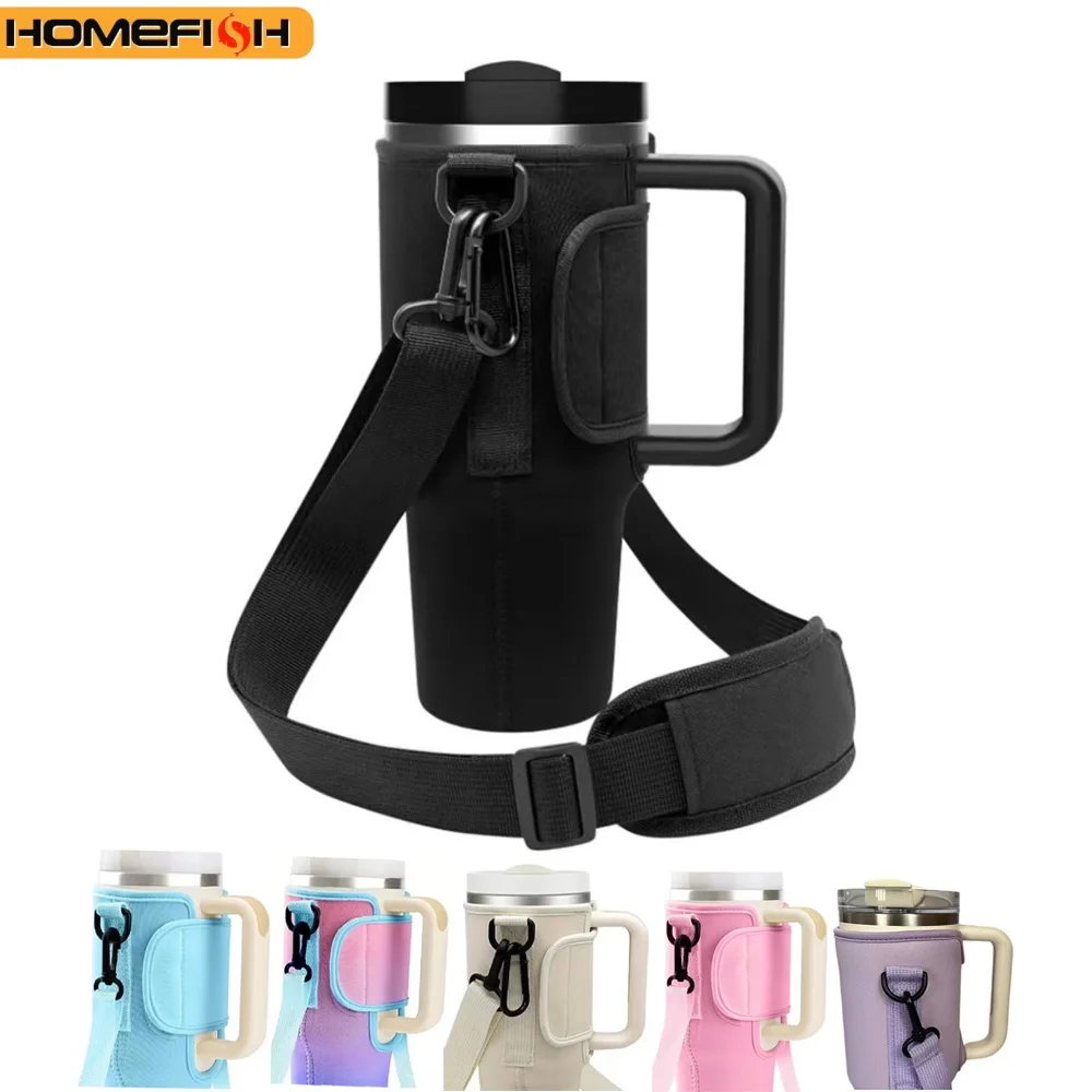 Bolsa Crossbody para Garrafa de Água de 30/40Oz, Acessório Reutilizável para Garrafa de Água, Bolsa Térmica Portátil com Alça Ajustável