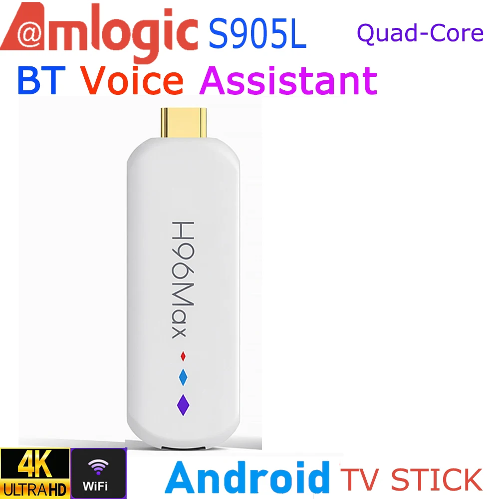 H96 MAX M20 Amlogic S905L Android TV Stick Quad Core 4K Vídeo WiFi BT Assistente de Voz Controle Remoto Media Player Smart TV Box