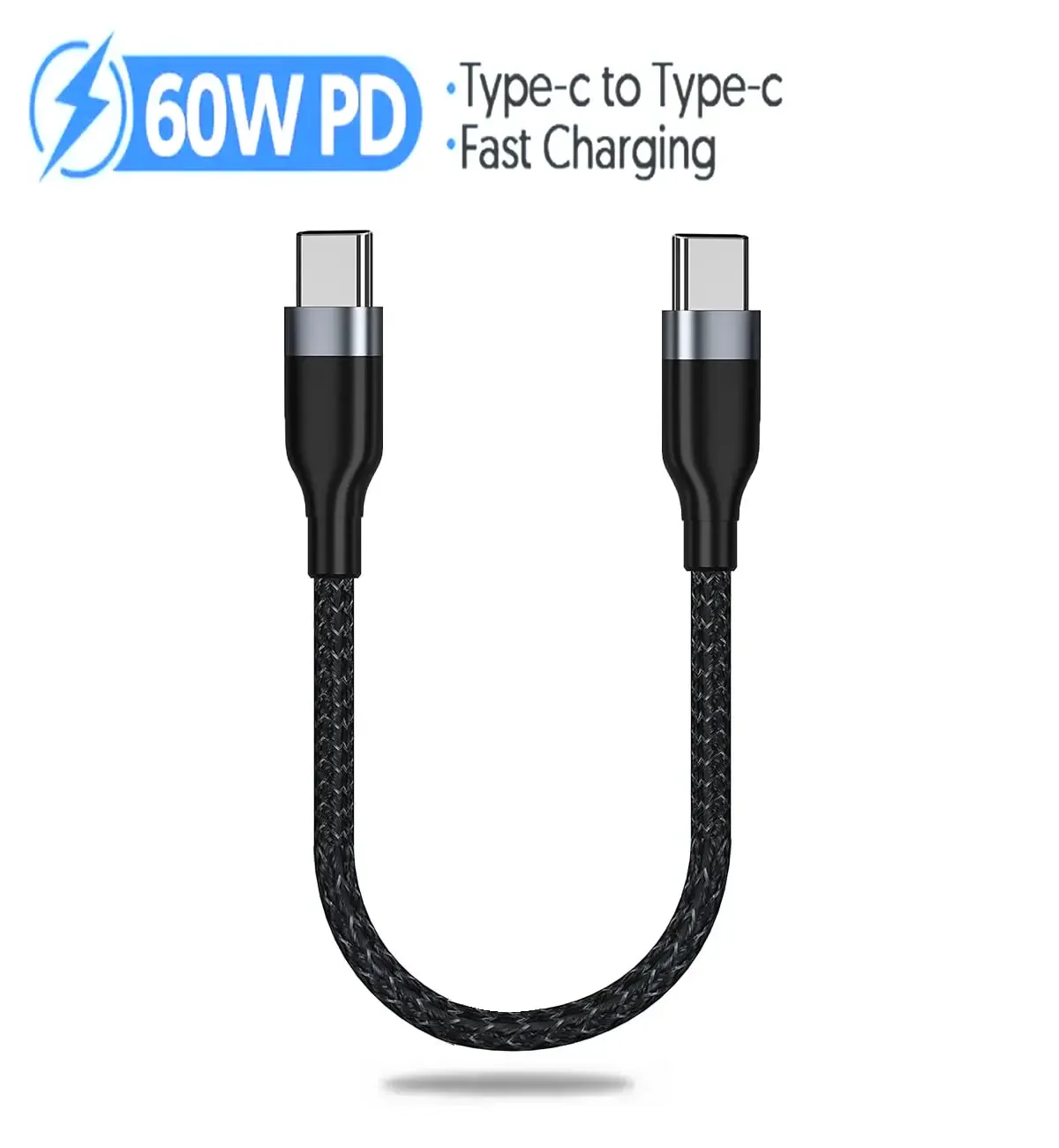 65W Tipo C Cabo de Dados Rápidos Cabo Curto USB C PD Carregamento Rápido Para iPhone Samsung MacBook Power Bank Carga Portátil
