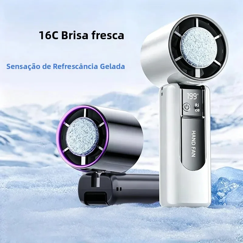 Ventilador Portátil Turbo com Sensação de Gelo Semicondutor, Mini Arrefecedor de Ar com 199 Níveis de Velocidade Variável para Uso Externo