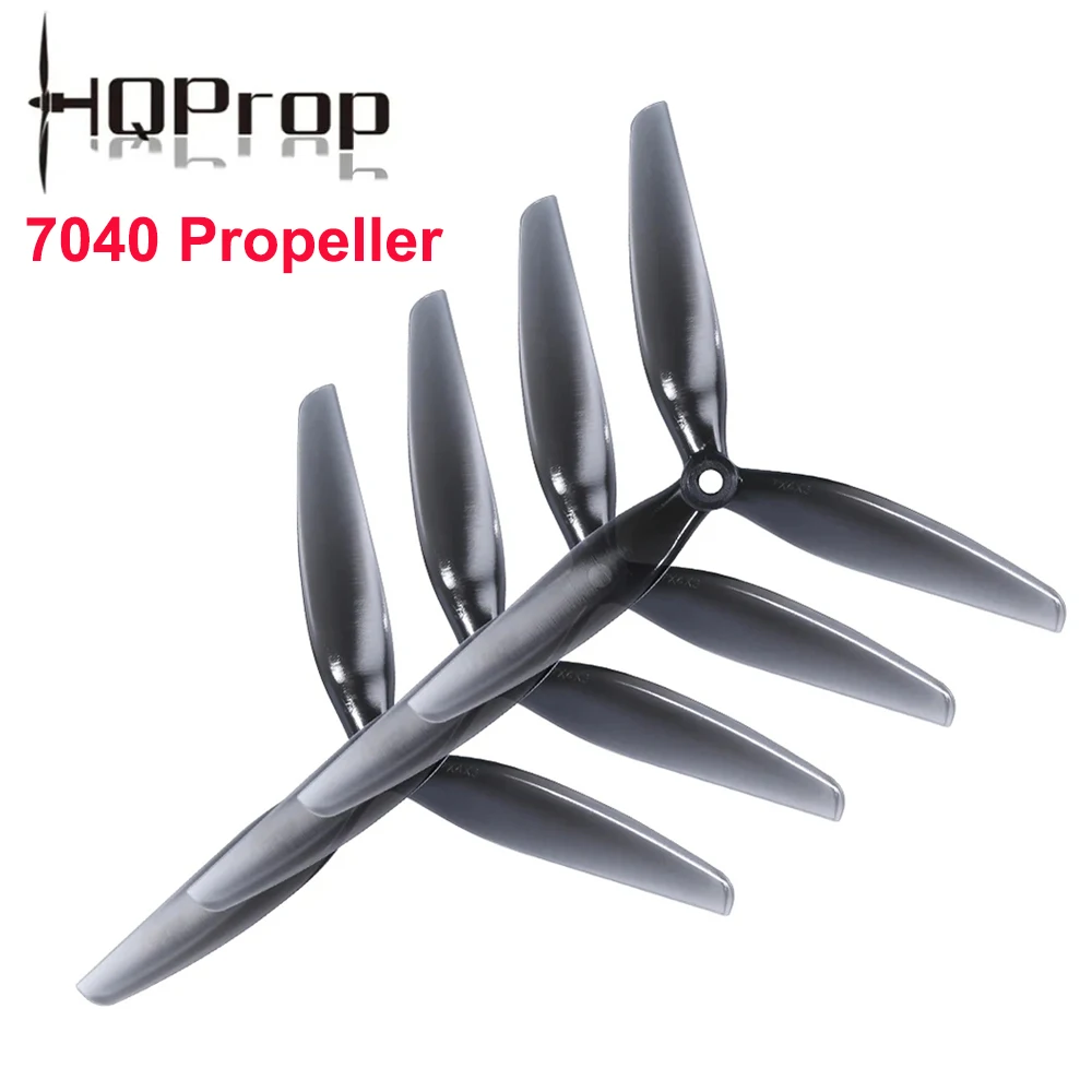 Hqprop 7x4x3 7040 7 polegadas 3 lâminas/tri-lâmina 7040 hélice cinza claro (2cw + 2ccw) poli carbonato para fpv rc drone peças diy