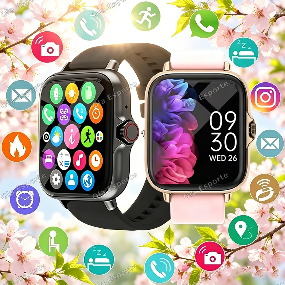 Relógio Inteligente para Telefone Android e IOS, Tela Colorida de 1,83 Polegadas, Chamada por Bluetooth, Relógio de Fitness, Rastreador de Atividades, Smartwatch para Mulheres e Homens, Novo Ht30