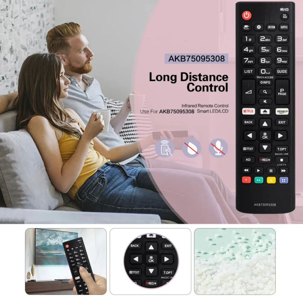 Substituição de controle remoto de TV inteligente Netflix 43UJ6309 49UJ6309 60UJ6309 65UJ6309 43LJ614 Controle remoto de televisão universal compatível