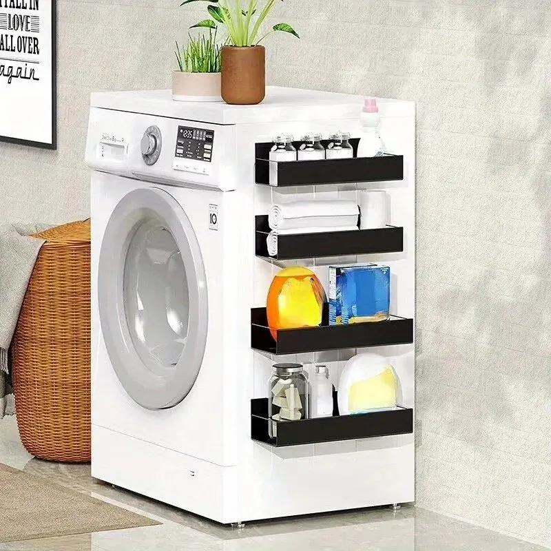 Prateleira de armazenamento magnética, 2 peças, cozinha doméstica, geladeira, máquina de lavar, rack de armazenamento suspenso lateral, armazenamento multifuncional Prateleira de armazenamento magnética, 2 peças, cozinha doméstica, geladeira, máquina de lavar, rack de armazenamento suspenso lateral, armazenamento multifuncional