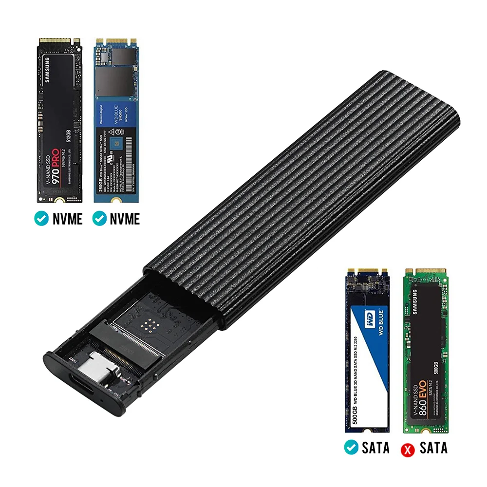 Liga de alumínio m.2 hdd gabinete caso caixa de disco rígido B-KEY caixa de disco rígido externo interface usb c suporte protocolo sata