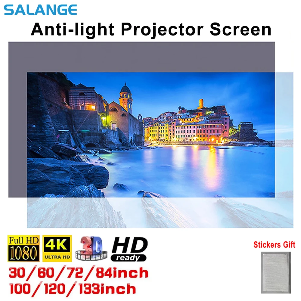 Tela de Projeção Salange de Alta Definição para Home Theater, Dobrável e Refletiva