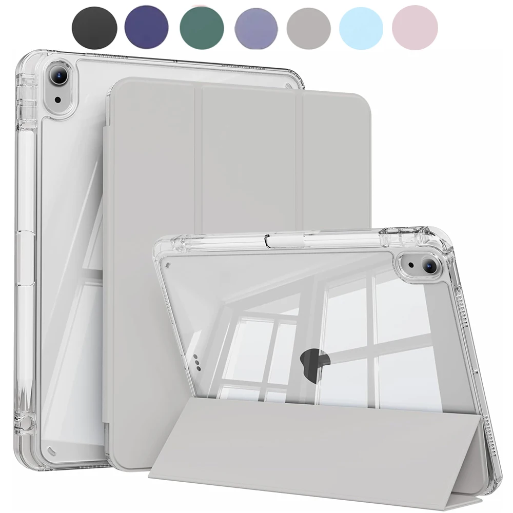 Capa para ipad 5 6 7 8 9 10 11 ar 1 2 3 4 5 6 7 mini 6 7 pc fosco transparente acrílico escudo traseiro auto wake/sleep