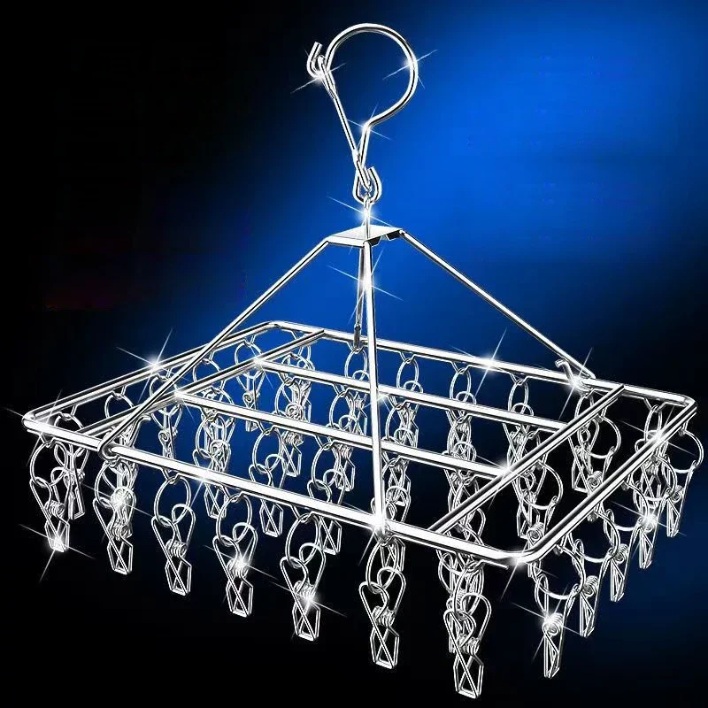 Aço inoxidável à prova de vento prendedor de roupa cabide varal varal meia toalha sutiã rack de secagem roupas peg gancho airer secador