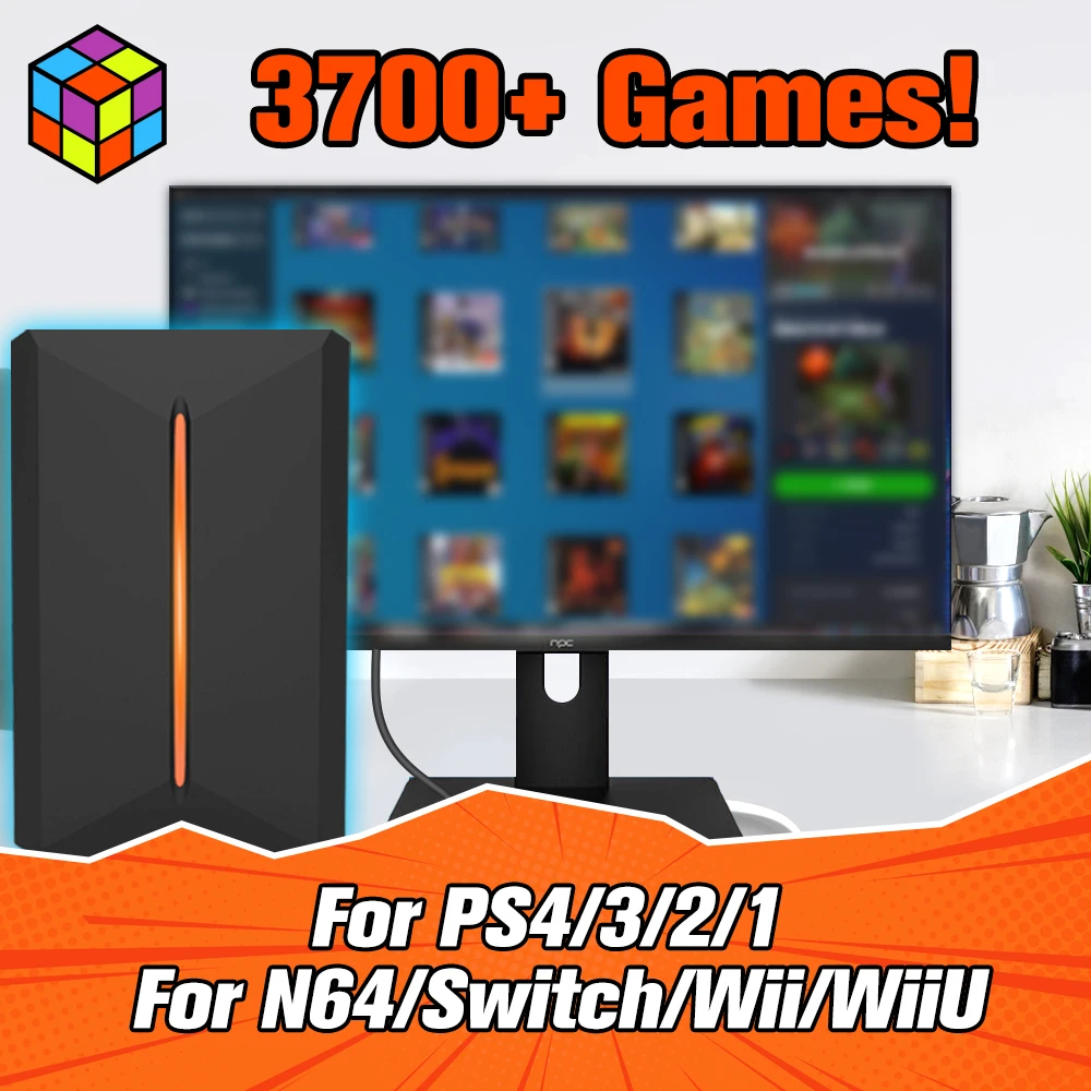 Launchbox Gaming Hard Disk Retro Game Console para PS4/PS3/PS2/WiiU/Wii/N64/DC/PS1 para Win PC/Laptop com mais de 3760 jogos PC/3D