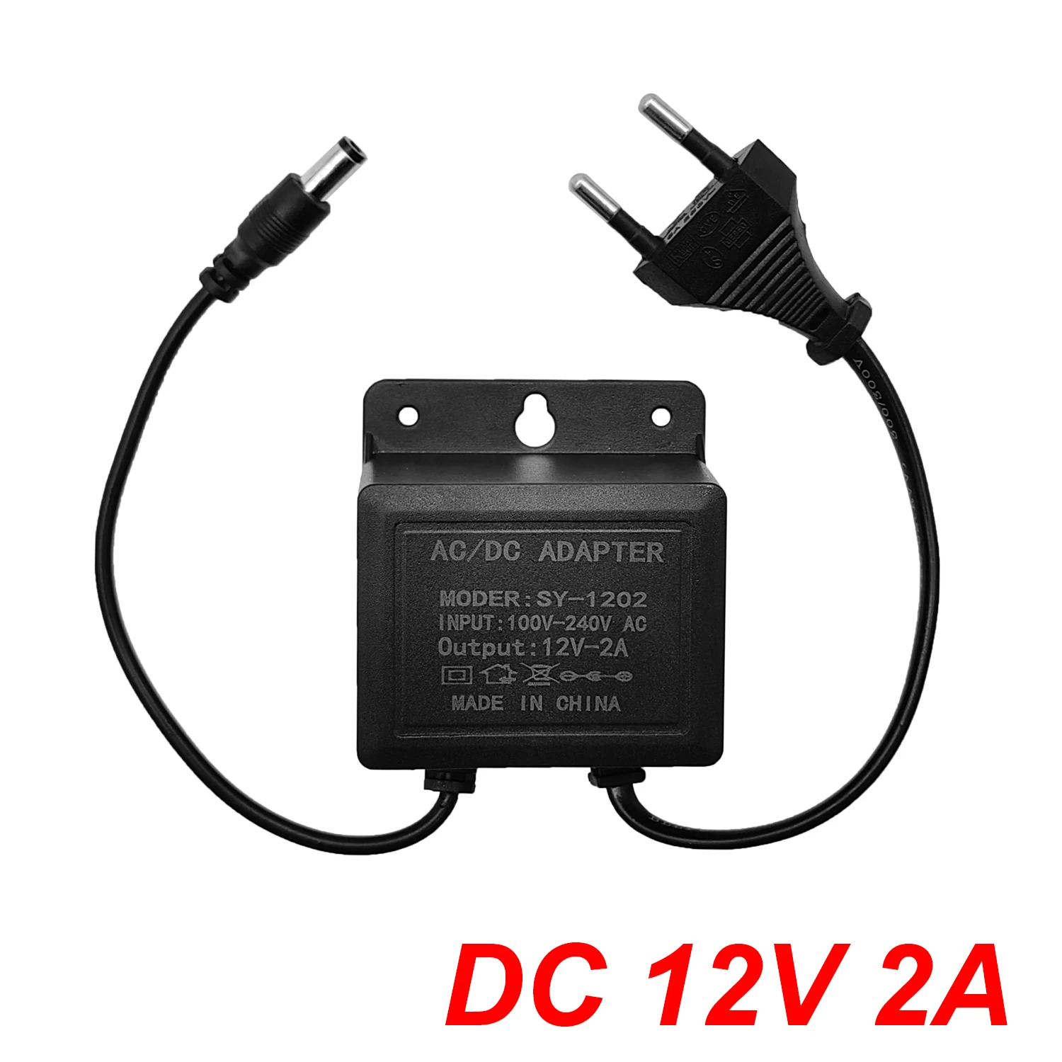 Adaptador de alimentação para câmera cctv ac/dc 12v 2a, à prova d'água, fonte de alimentação externa, adaptador de tomada ue, carregador de câmera cctv jienuo