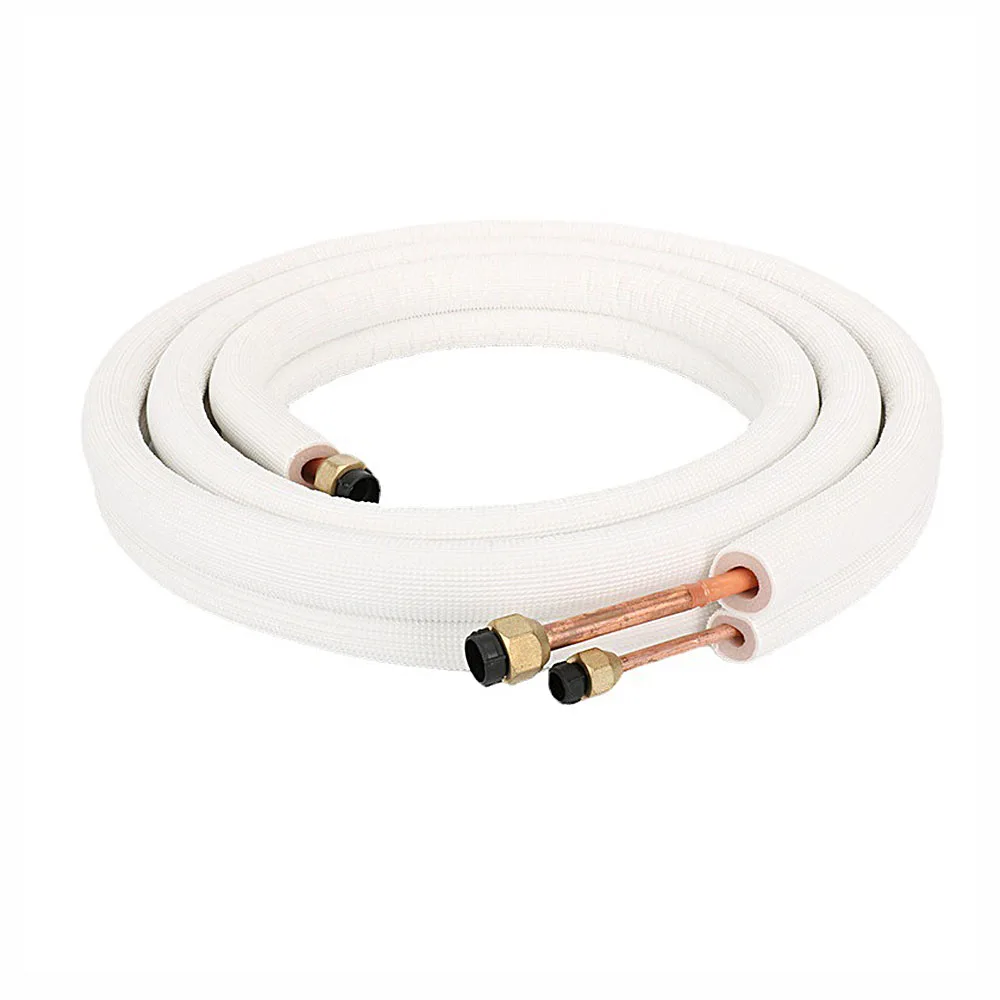 Tubo de Conexão para Ar Condicionado em Cobre e Alumínio Isolado de 3/5m, 1/4, 3/8, 1/2, 5/8 Polegadas, Conjunto de Linhas para Ar Condicionado Split, Par de Conexões em Espiral