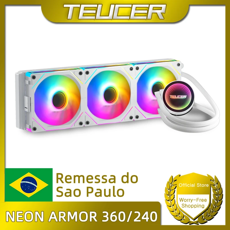 Teucer neon armadura 360/240 cpu refrigerador de água para intel amd am4 am5 lga1700 1200 1155 2011 v3 x99 placa-mãe