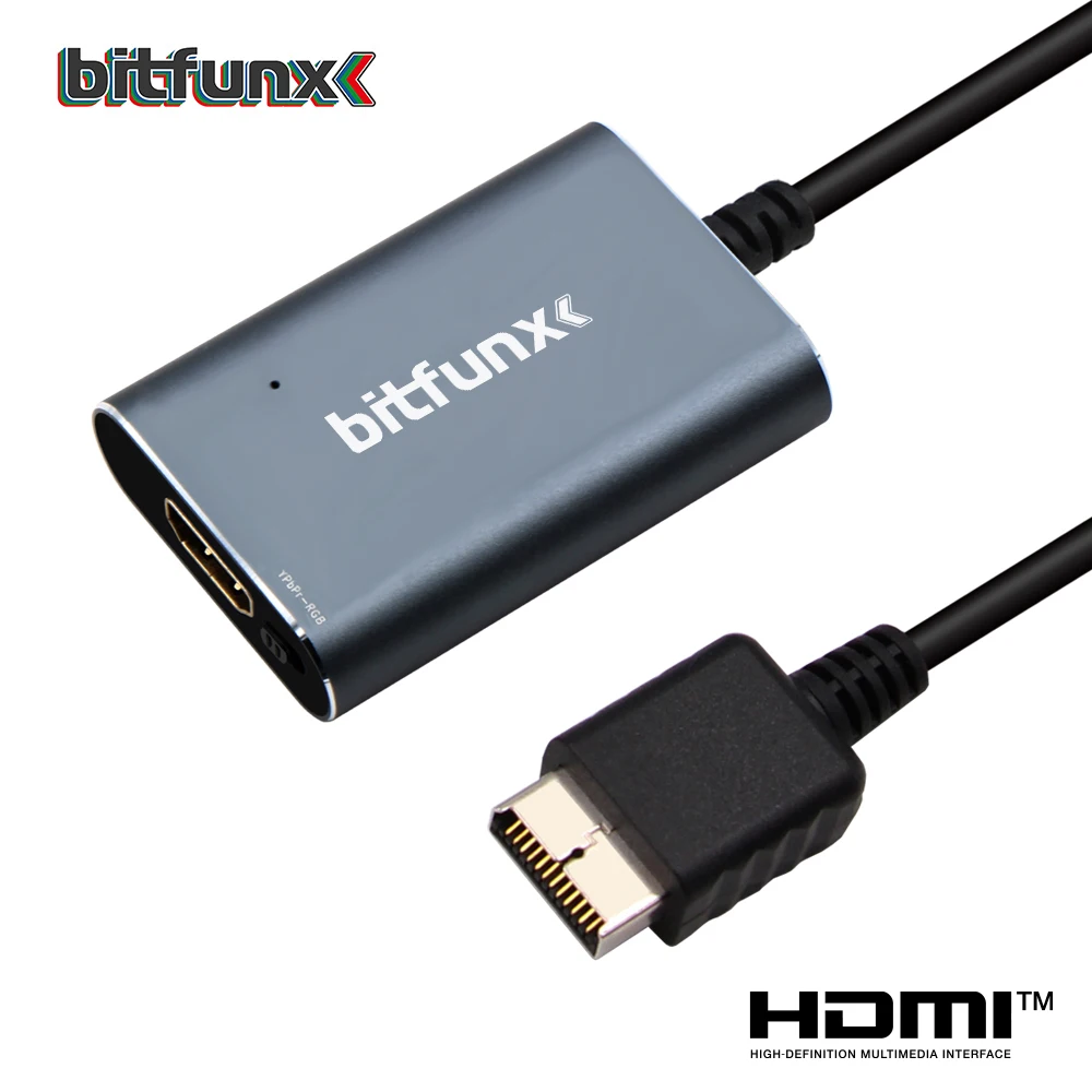 Bitfunx RGB/componente para HDMI ™ Adaptador de áudio e vídeo com cabo USB para console de jogos Sony NTSC PAL PS2 Fat ou PS2 Slim