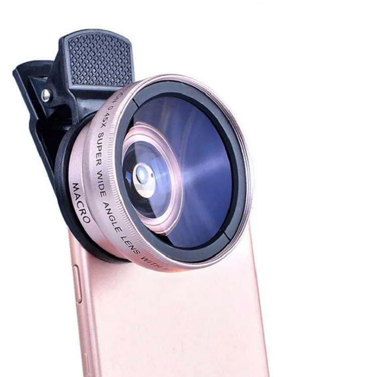 Lente de telefone móvel com 2 funções, lente grande angular 0,45X e lente de câmera Macro HD 12,5X universal para iPhone Android Phone Smartphone
