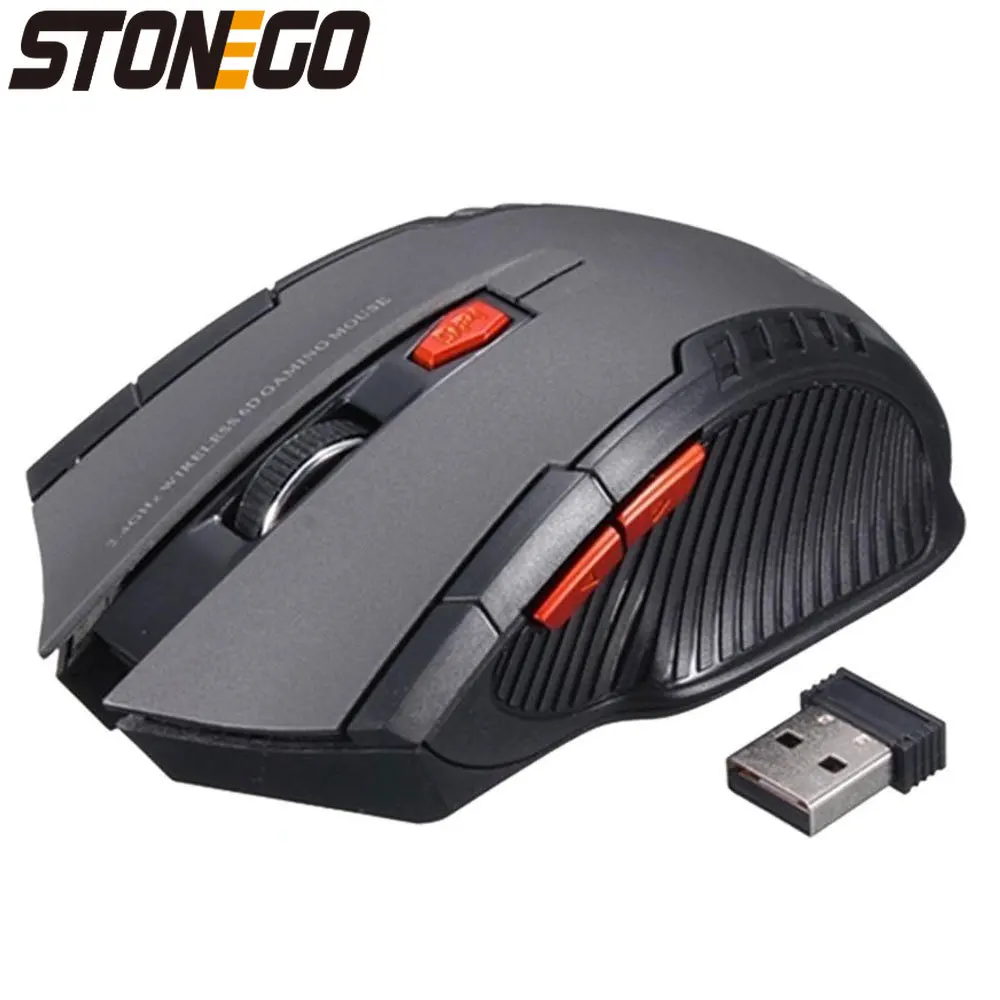 Mouse Gamer Ergonômico Sem Fio 2.4GHz Ultra Fino com Receptor Óptico USB para Laptop e PC com DPI Ajustável