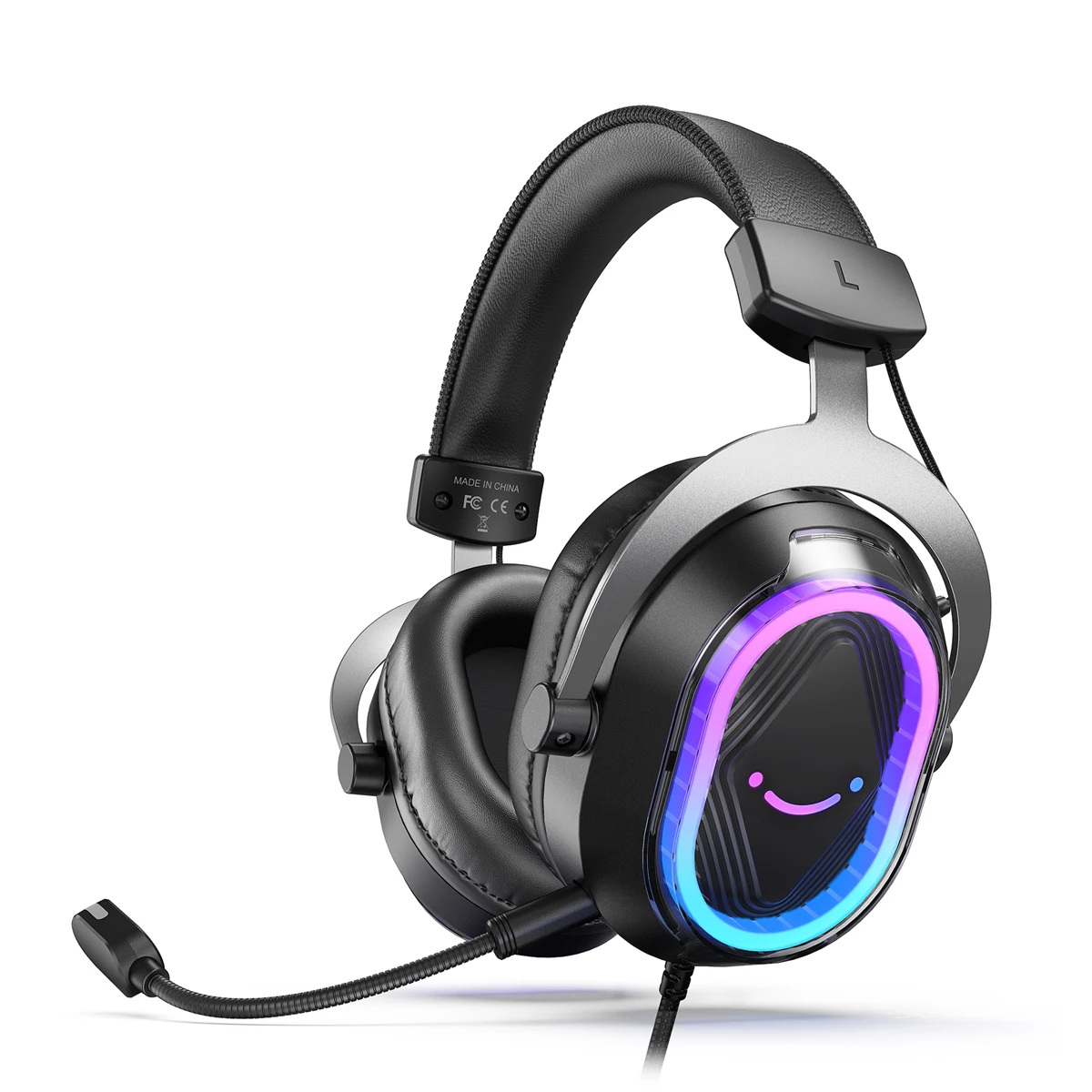 FIFINE Fones de Ouvido para Jogos com Fio com Equilíbrio Jogo/Chat, Som Surround 7.1 para PC/PS4/5, Fones RGB com Microfone com Cancelamento de Ruído – H13