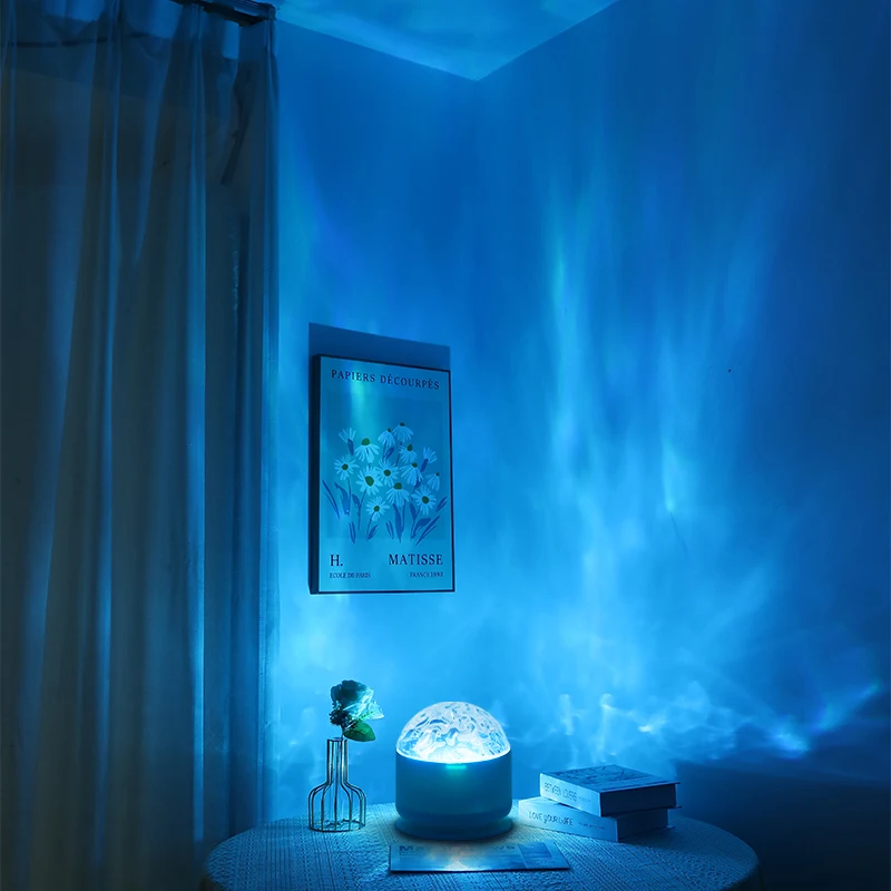 Projetor de luz LED Aurora Waves com controlo remoto, luz noturna com 16 efeitos de cores, ideal para quartos, salas de jogos e decoração de salas de cinema em casa.