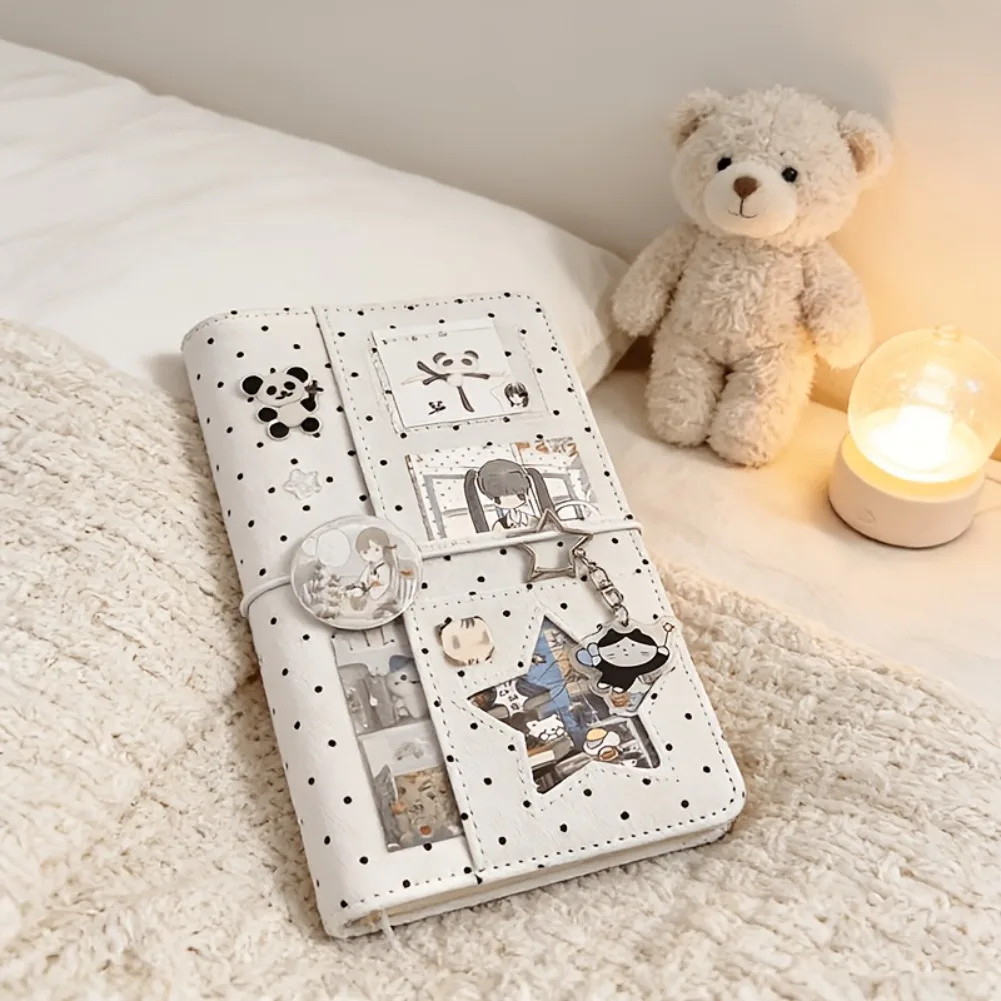 Caderno A6 de Pano com Bolinhas, Fichário de 6 Furos, Portátil, DIY, Scrapbook, Diário, Álbum de Fotos com Múltiplos Bolsos, Planner, Presente Escolar Caderno A6 de Pano com Bolinhas, Fichário de 6 Furos, Portátil, DIY, Scrapbook, Diário, Álbum de Fotos com Múltiplos Bolsos, Planner, Presente Escolar