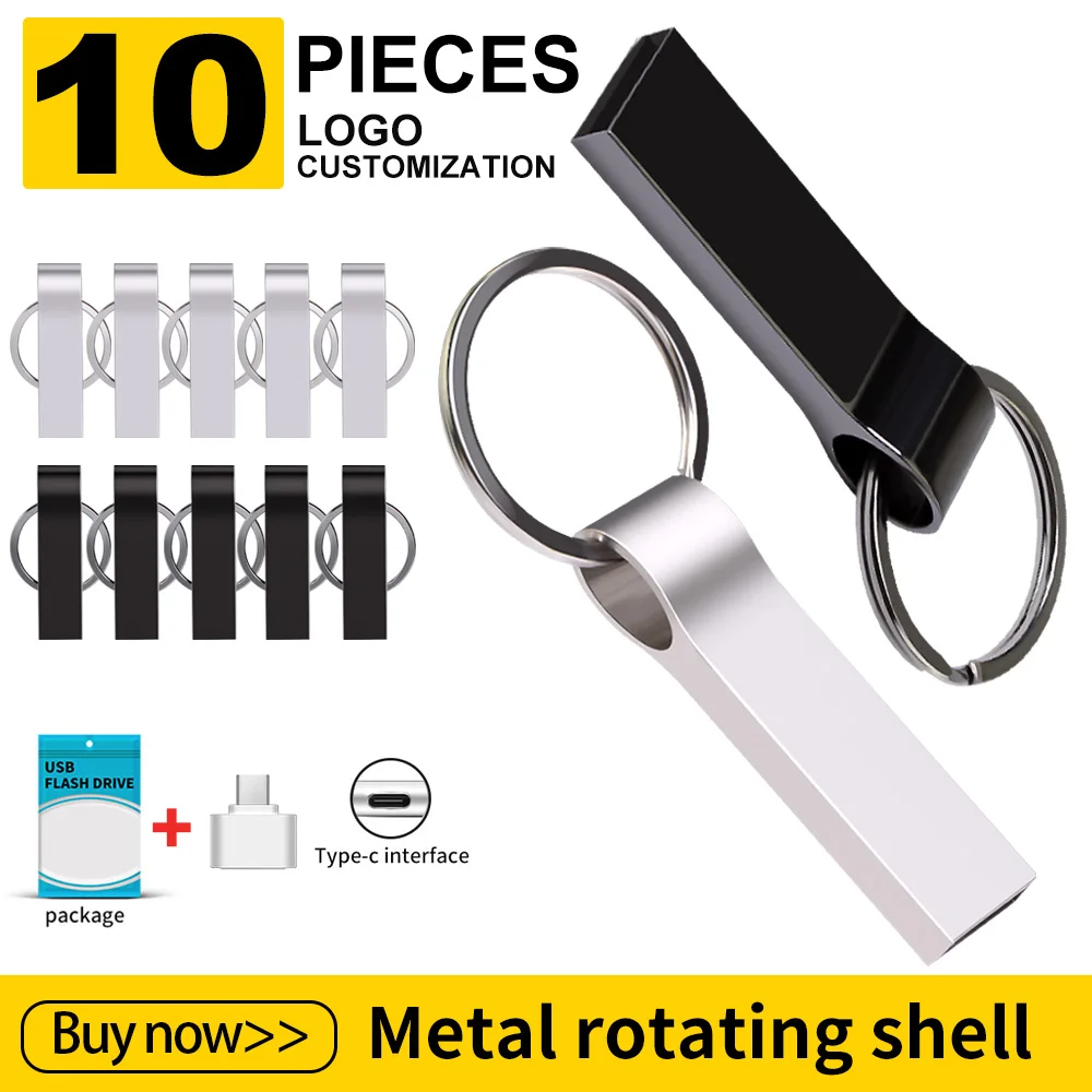 Zsuit 10 pçs/lote Metal PenDrive 64GB USB Flash Drive 32G USB 3.0/2.0 Stick 16GB Logotipo Livre Capacidade Real Flash Memória Varas
