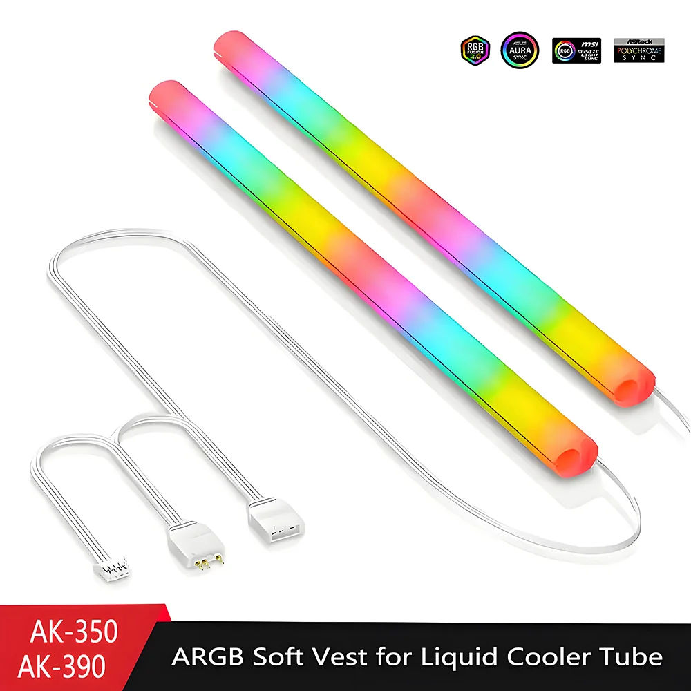 Tubo de luz de néon argb endereçável flexível 5v com capa para jogos pc aio 120 240 360 cpu refrigerador de água líquido retrofit