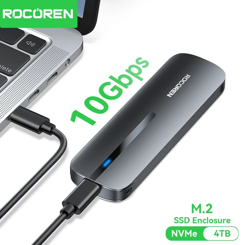 Rocoren m2 ssd caso m.2 nvme ssd gabinete adaptador 10gbps usb 3.1 gen2 usb c gabinete externo suporta chaves m e b & m