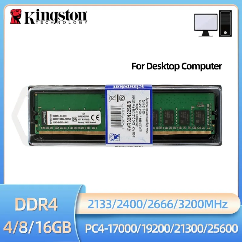 Kingston memória ram ddr4 4gb 8gb 16gb 3200mhz 2666mhz 2400mhz 2133mhz memória de desktop 288pin 1.2v dimm PC4-21300 25600 ddr4 ram